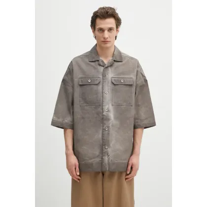 Zdjęcie Rick Owens DRKSHDW koszula bawełniana Magnum Tommy męska kolor szary relaxed z kołnierzykiem klasycznym DU01E3290.CVS