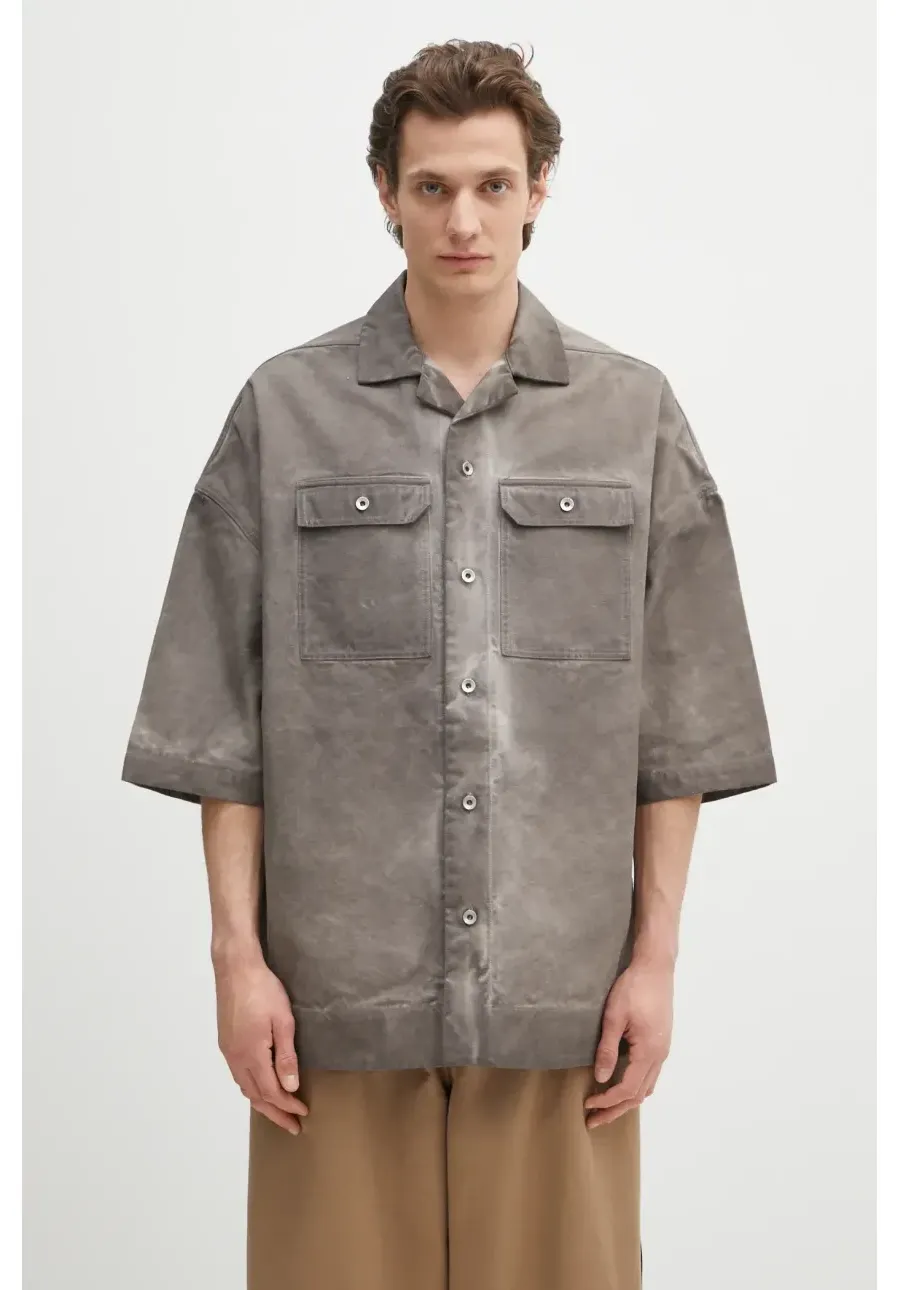 obrazek 1 Rick Owens DRKSHDW koszula bawełniana Magnum Tommy męska kolor szary relaxed z kołnierzykiem klasycznym DU01E3290.CVS