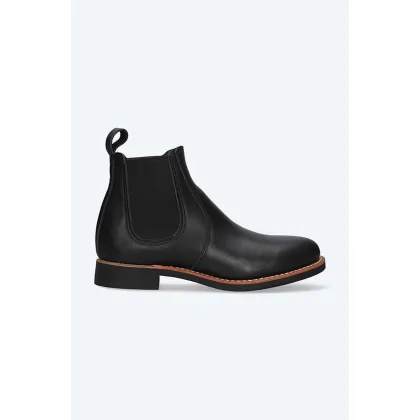 Zdjęcie Red Wing sztyblety skórzane damskie kolor czarny na płaskim obcasie 3455.6inch-Black