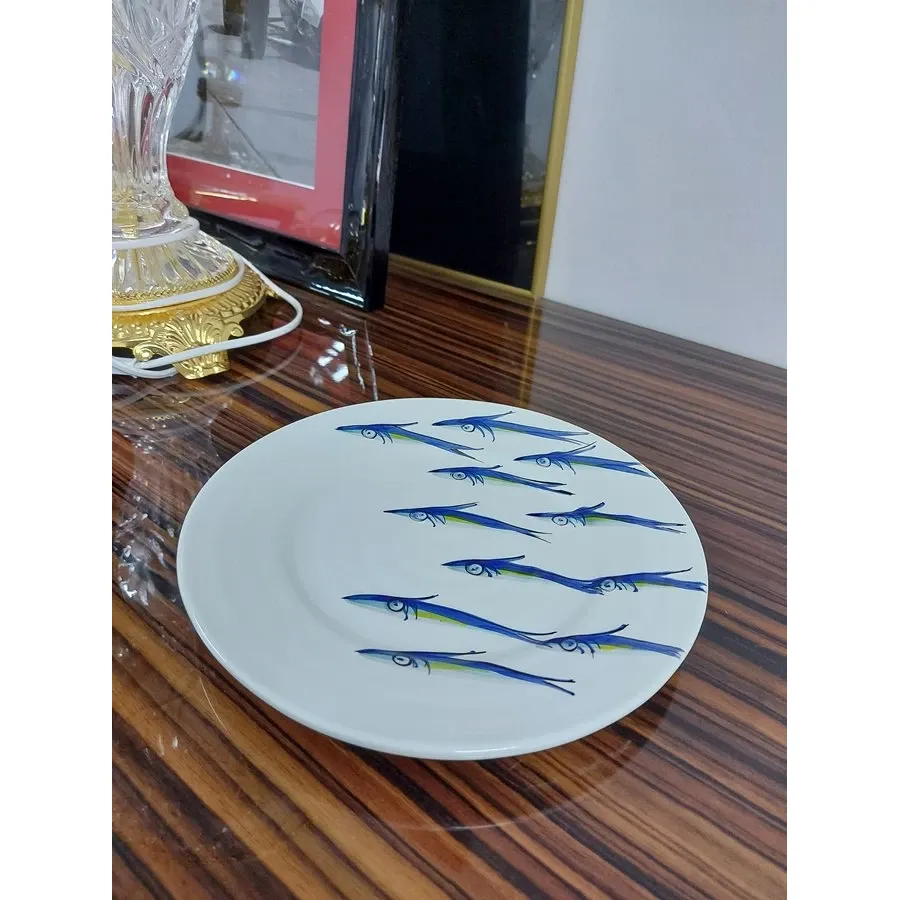 obrazek 1 Ceramiczny talerz deserowy zdobiony motywem sardynek - Le Ceramiche