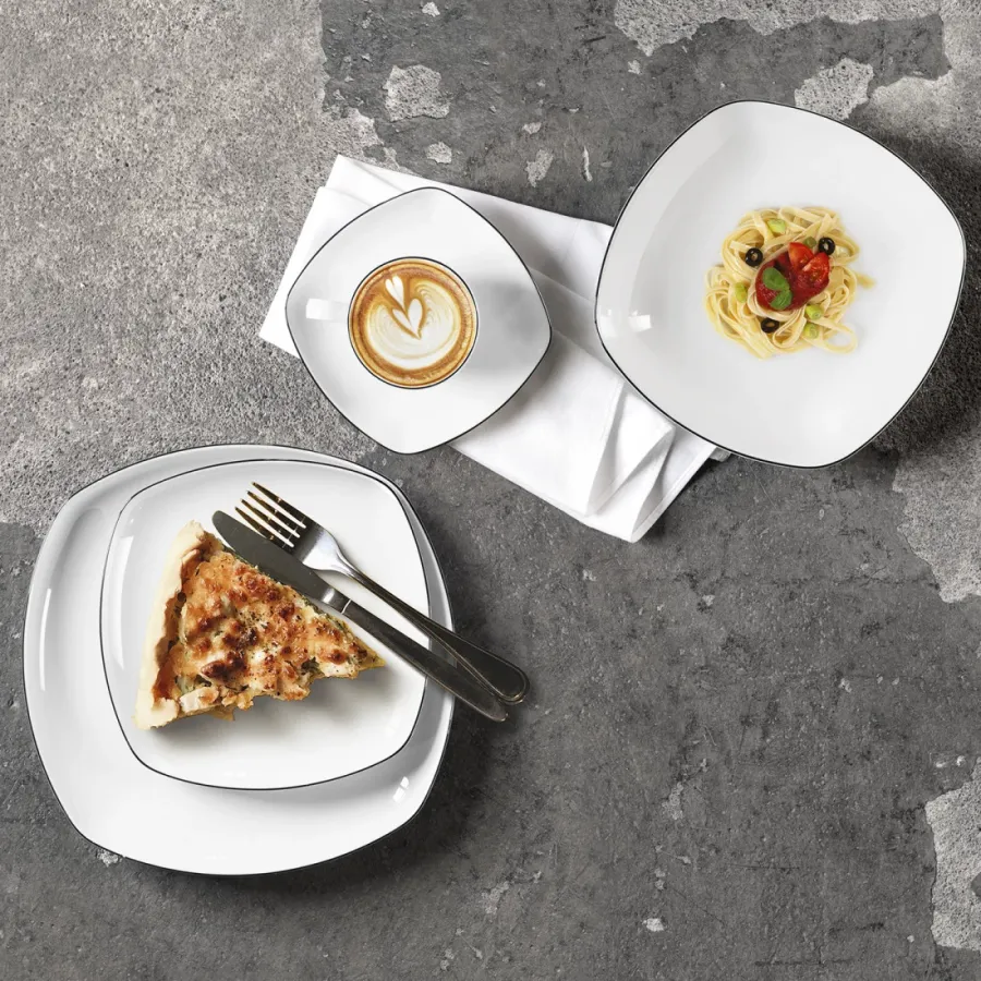 obrazek 3 Piękna porcelanowa filiżanka do herbaty zdobiona czarnym rantem - Seltmann Weiden