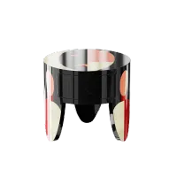Picture A bedside table with a top decorated with a stylized woman's face