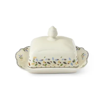 Zdjęcie Nowoczesna czeska maselniczka z porcelany w kolorze kości słoniowej z  kolekcji NatureLine – Leander