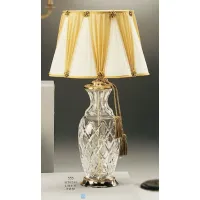 Picture Crystal lamp with curved conical shade with white and yellow stripes – Il Paralume Marina