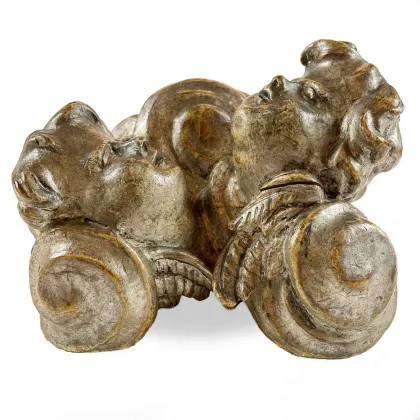 Zdjęcie Zabytkowa włoska, ręcznie rzeźbiona i posrebrzana podstawa z cherubinami - druga połowa XVIII wieku