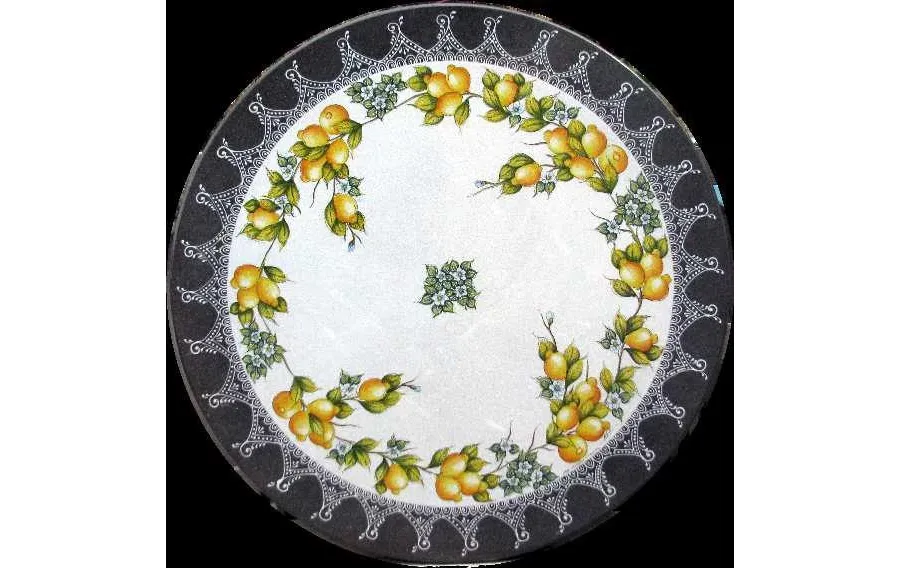 obrazek 1 Blat stołu ogrodowego z lawy z ozdobnym motywem cytryn – Ceramiche Valchida