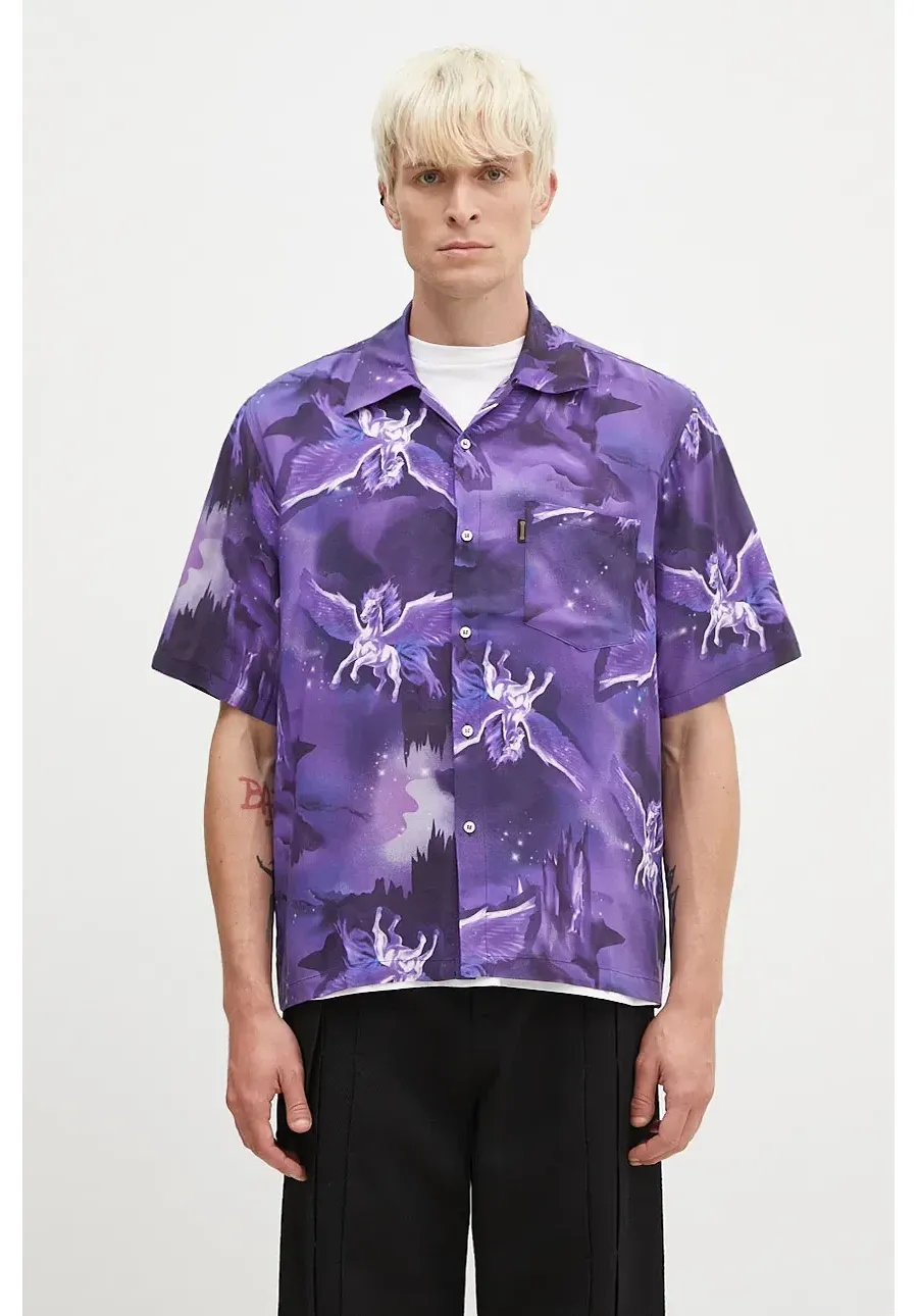 obrazek 1 Aries koszula Pegasus Hawaiian Shirt męska kolor fioletowy relaxed z kołnierzykiem klasycznym AR4010402