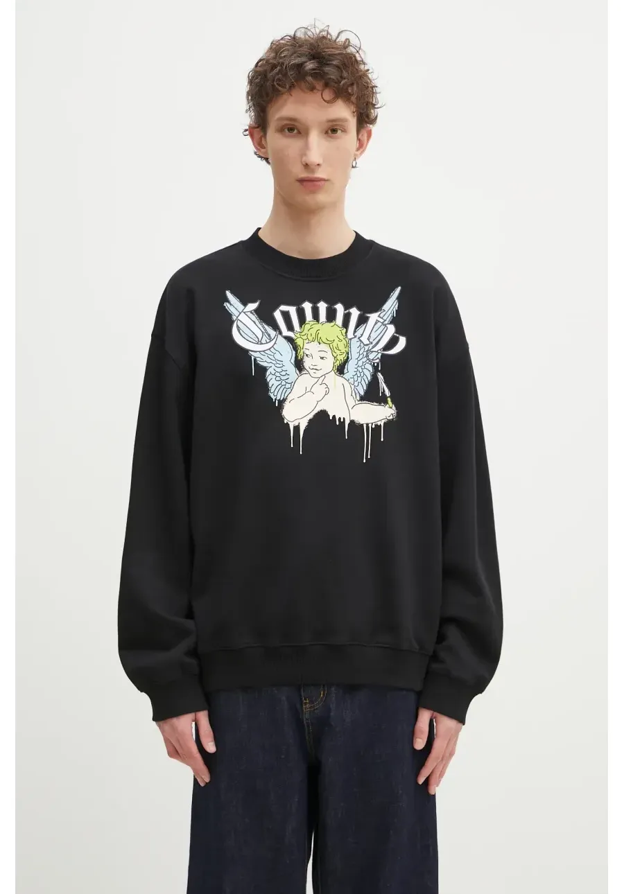 obrazek 1 Marcelo Burlon bluza bawełniana County Angel Boxy Crewneck Black Multico męska kolor czarny z nadrukiem CMBA09CS25FLE0011084