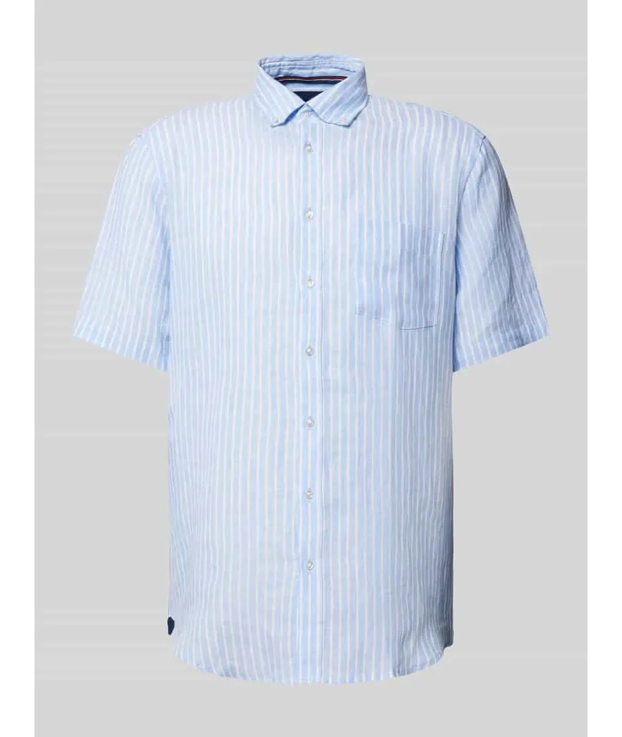 obrazek 1 Koszula casualowa o kroju slim fit z lnu ze wzorem w paski