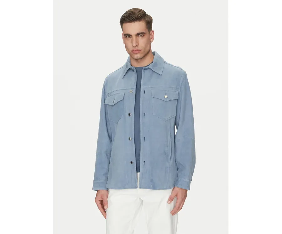 obrazek 1 Michael Kors Kurtka skórzana CS5800P4R4 Błękitny Regular Fit