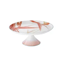 Zdjęcie Porcelanowa duża patera na ciasto na nóżce Fiji z geometrycznym wzorem i motywem kwiatowym - Vista Alegre