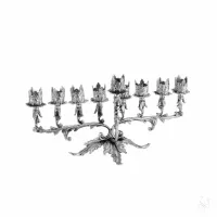 Picture Stylish silver menorah decorated with acanthus leaves - Zaramella Argenti