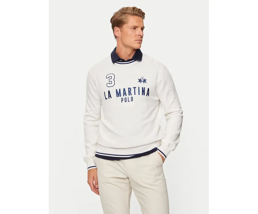 obrazek 1 La Martina Sweter ZMS303 YW120 Écru Regular Fit