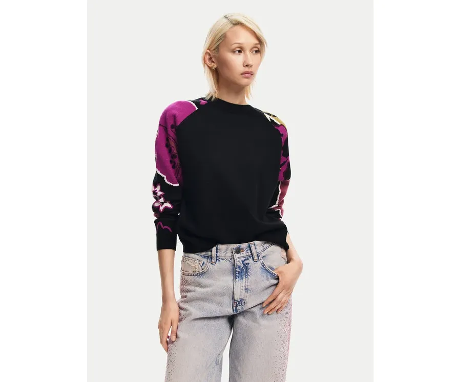 obrazek 1 Desigual Sweter Barrie 24WWJF24 Czarny Regular Fit