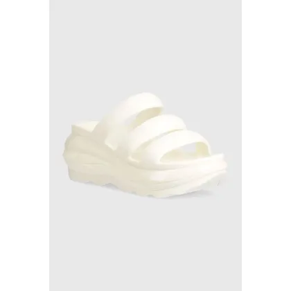 Zdjęcie Crocs klapki Mega Crush Triple Strap damskie kolor biały na koturnie 209842