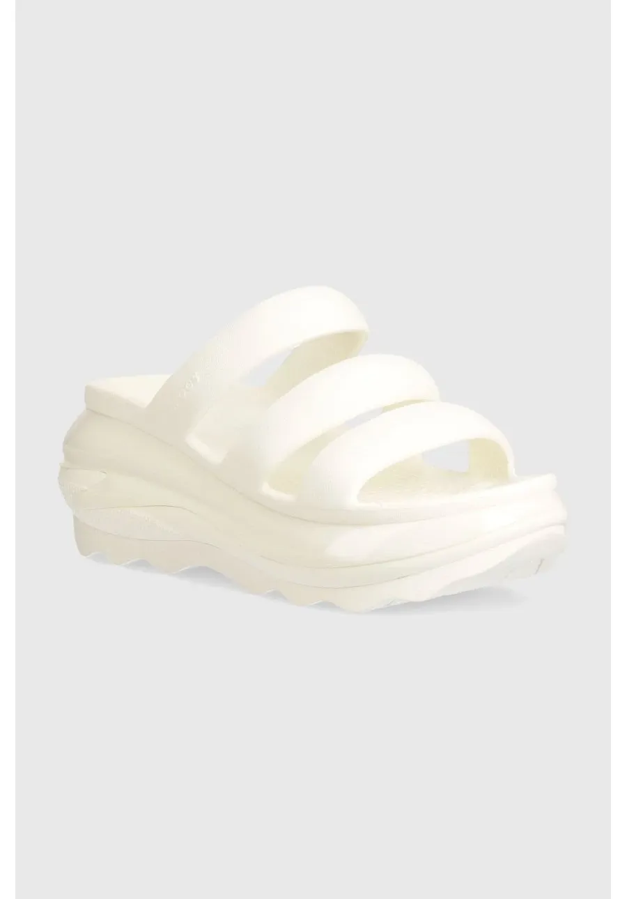 obrazek 1 Crocs klapki Mega Crush Triple Strap damskie kolor biały na koturnie 209842