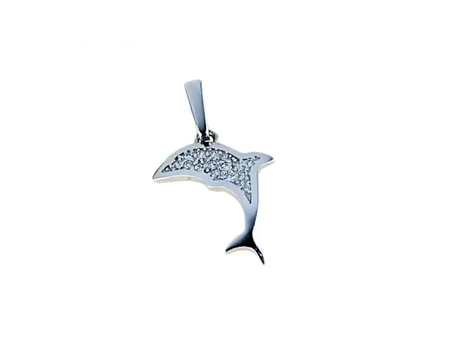 obrazek 1 Elegancki wisiorek delfin z cyrkoniami