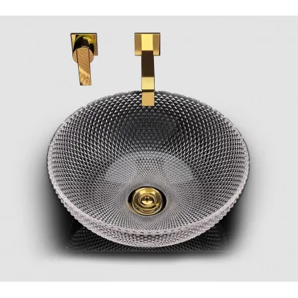 Zdjęcie Ekskluzywna umywalka nablatowa z czystego szkła kryształowego