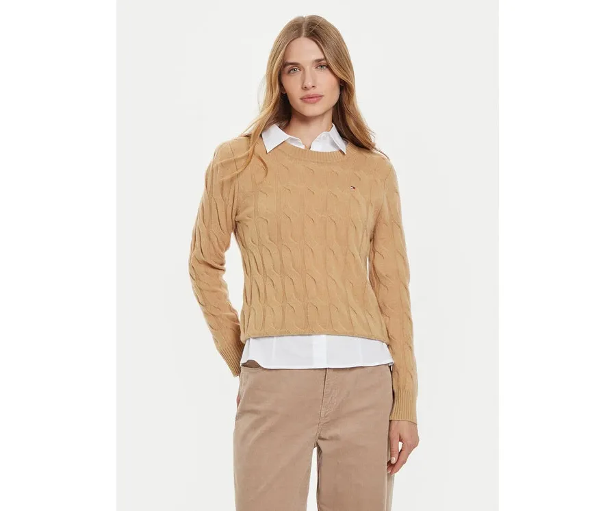 obrazek 1 Tommy Hilfiger Sweter WW0WW43586 Beżowy Regular Fit