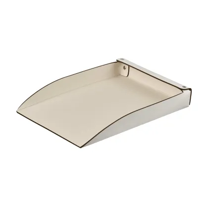 Zdjęcie Stylowa biała taca na dokumenty A4 wykonana ze skóry