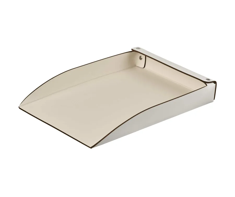 obrazek 1 Stylowa biała taca na dokumenty A4 wykonana ze skóry