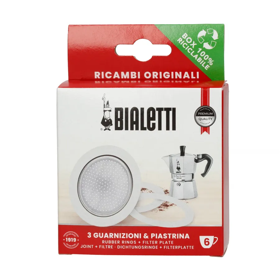 obrazek 1 Bialetti - Uszczelka (3 szt.) + sitko do kawiarek aluminiowych Bialetti 6tz BIALETTI