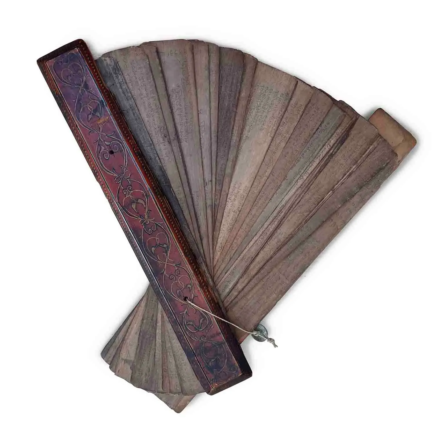 Zdjęcie Antyczny birmański rękopis z liści palmowych - XIX wiek