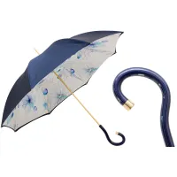 Picture A beautiful, stylish women's navy blue umbrella with a delicate decorative motif - Pasotti