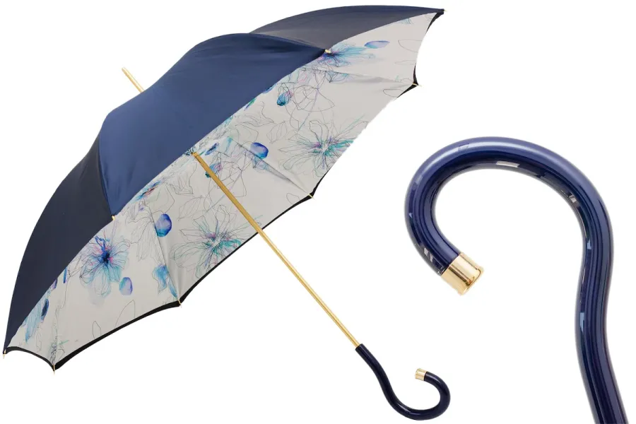 obrazek 1 Piękny stylowy parasol damski w kolorze granatowym z delikatnym motywem ozdobnym - Pasotti