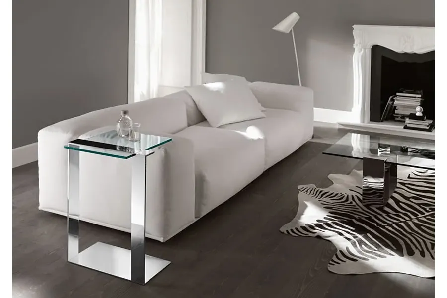obrazek 1 Szklany włoski stolik z chromowaną strukturą - Tonelli Design