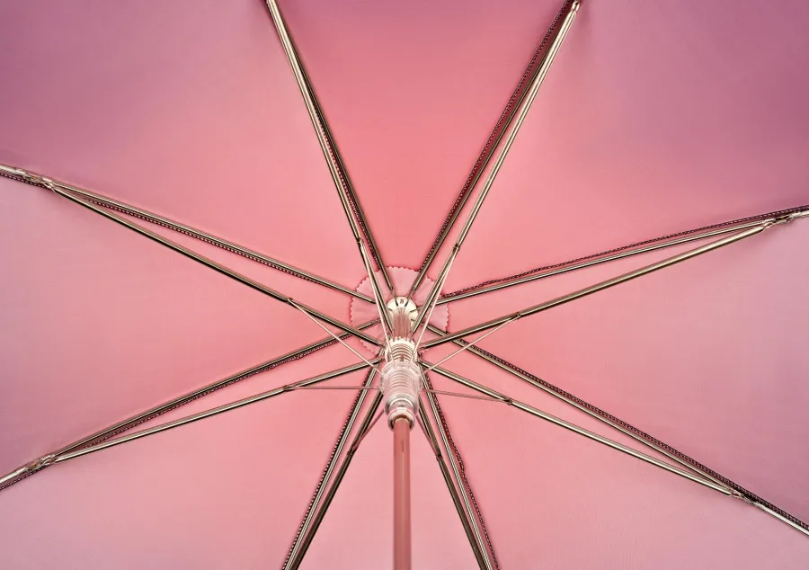 obrazek 5 Bordowy damski parasol Ø102xL93 cm ze skórzaną rączką