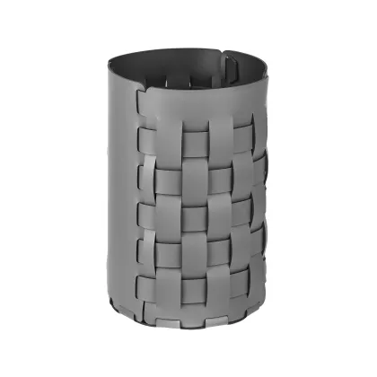 Zdjęcie Luksusowy skórzany szary koszyk Bottega Ø22хH35 cm