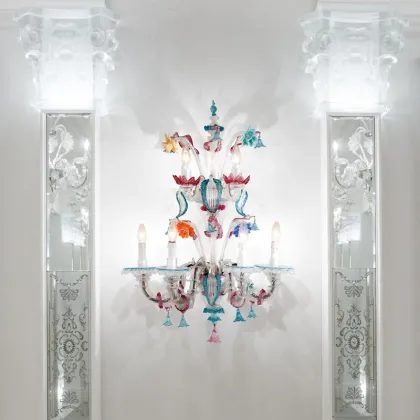 Zdjęcie Urocza lampa ścienna AV90/4+2 ze szkła i pasty szklanej