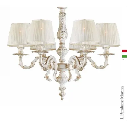 Zdjęcie Stylowy żyrandol z sześcioma światłami w kolorze białym i złotym - Il Paralume Marina