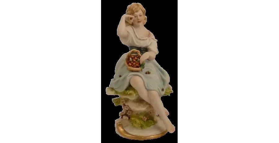obrazek 1 Oryginalna figurka z porcelany - dziewczyna z wiśniami