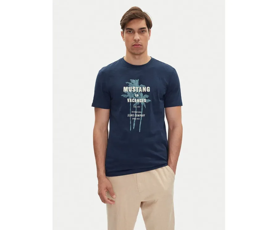 obrazek 1 Mustang T-Shirt Austin 1016490 Granatowy Regular Fit