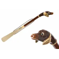 Picture Stylish brown shoe horn with a handle in the shape of a dachshund's head - Pasotti