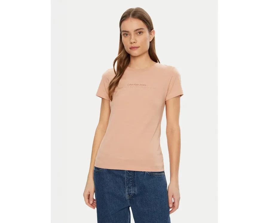 obrazek 1 Calvin Klein Jeans T-Shirt Institutional Graphic J20J224990 Beżowy Slim Fit