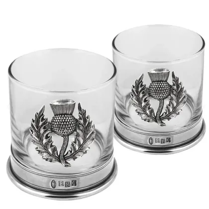 Zdjęcie Zdobiona para szklanek do whisky od angielskiego producenta
