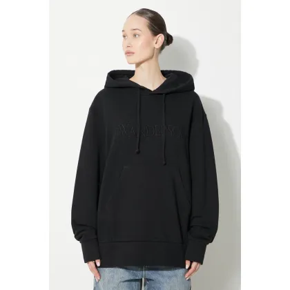 Zdjęcie JW Anderson bluza bawełniana Logo Embroidery Hoodie damska kolor czarny z kapturem gładka JW0164.PG0861.999