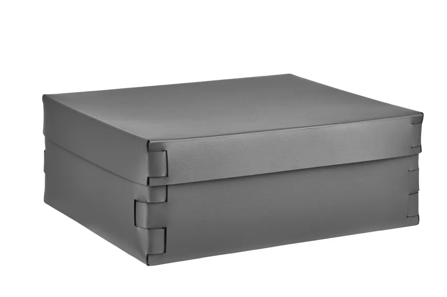 obrazek 1 Skórzane szare pudełko Snob do przechowywania 36x30xH13,5 cm