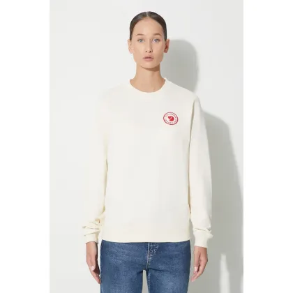 Zdjęcie Fjallraven bluza bawełniana 1960 Logo damska kolor beżowy z aplikacją