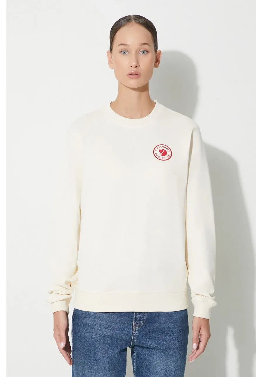 obrazek 1 Fjallraven bluza bawełniana 1960 Logo damska kolor beżowy z aplikacją