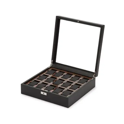 Zdjęcie Skórzane pudełko Roadster w kolorze czarnym na 15 zegarków