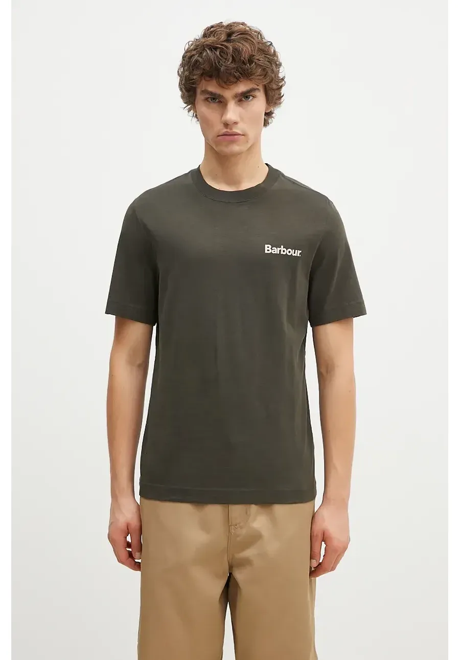 obrazek 1 Barbour t-shirt bawełniany Pitbright Relaxed męski kolor zielony z nadrukiem MTS1351