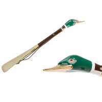 Picture Prestigious brown shoe horn with a handle in the shape of a duck's head - Pasotti