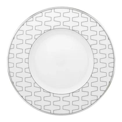 Zdjęcie Porcelanowy talerz na chleb i masło Trasso ze wzorem w geometryczne linie w kolorze platyny - Vista Alegre