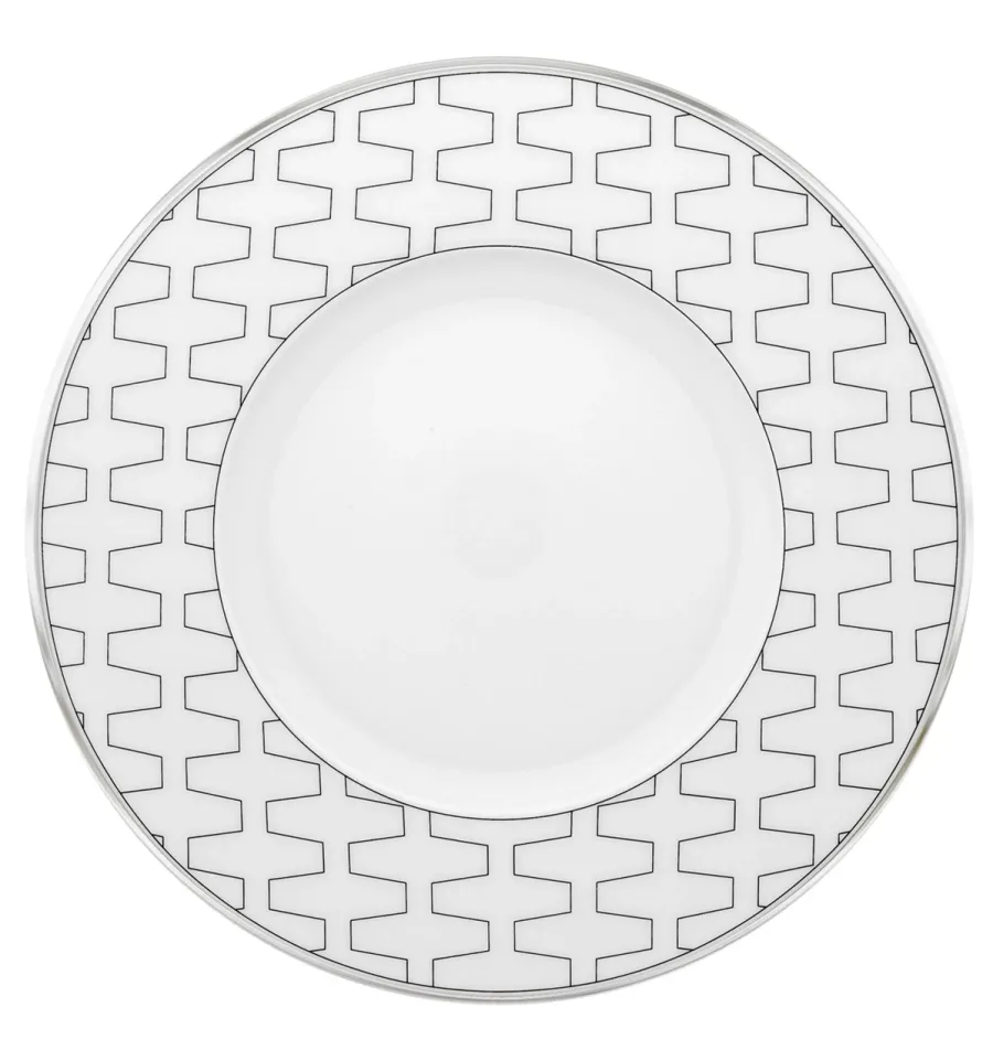 obrazek 1 Porcelanowy talerz na chleb i masło Trasso ze wzorem w geometryczne linie w kolorze platyny - Vista Alegre