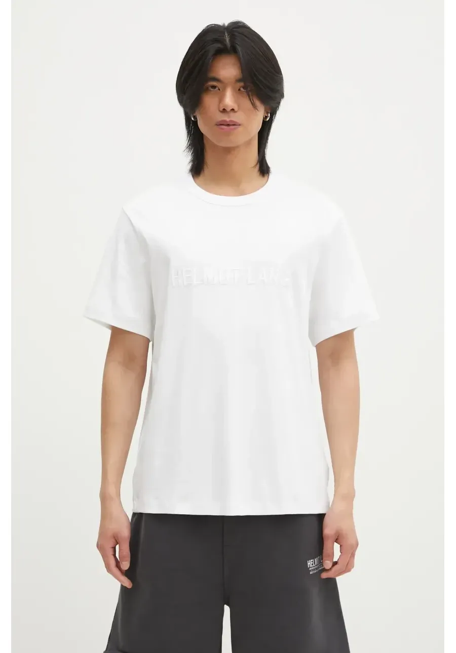 obrazek 1 Helmut Lang t-shirt bawełniany Logo Ov Tee.Hvy Ever męski kolor biały z aplikacją O04HM599