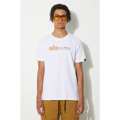 Zdjęcie Alpha Industries t-shirt bawełniany Alpha Label T kolor biały z nadrukiem 118502 09 118502.09-BIALY